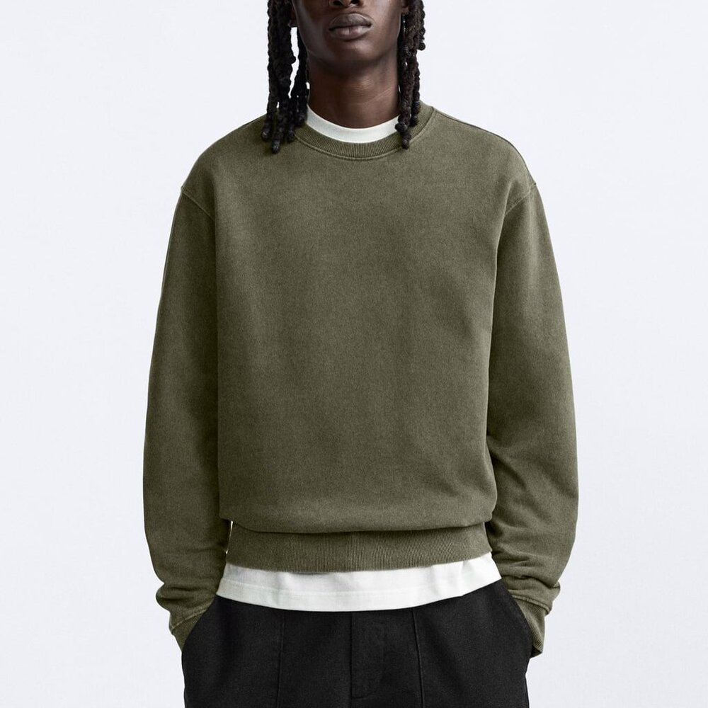 Zara WASHED CREWNECK SWEATSHIRT
